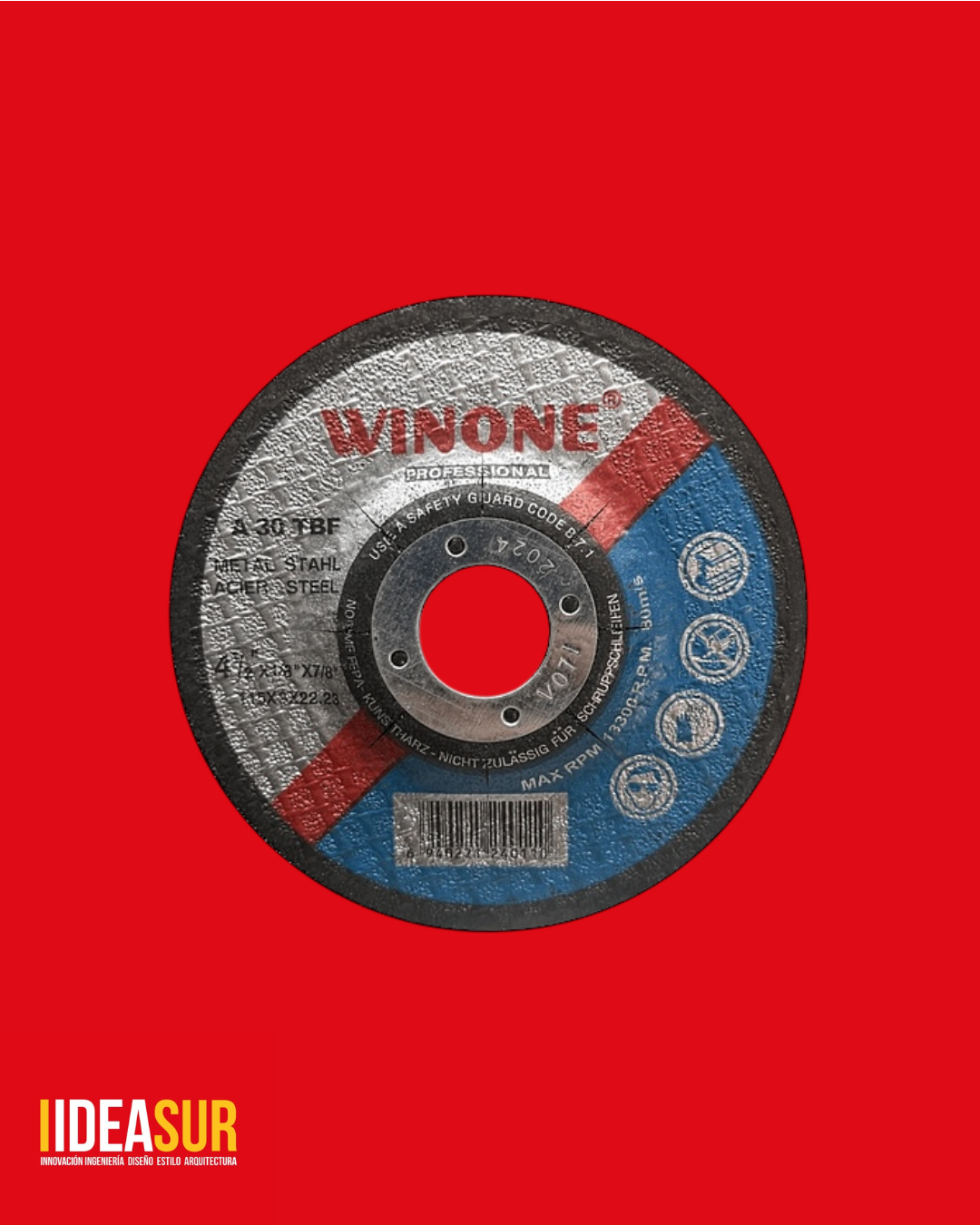 Disco de corte metal Winone de 4.5" x 1.2 mm